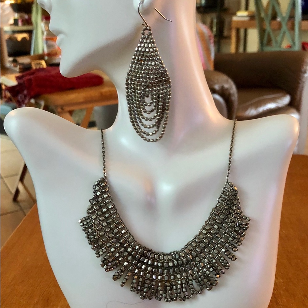 Coldwater Creek Silver Tone Necklace & Earring Set